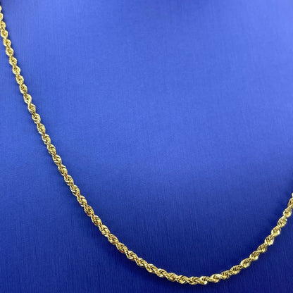 14k Yellow Gold 18” Solid Rope Necklace 6.65g 2.1mm 2