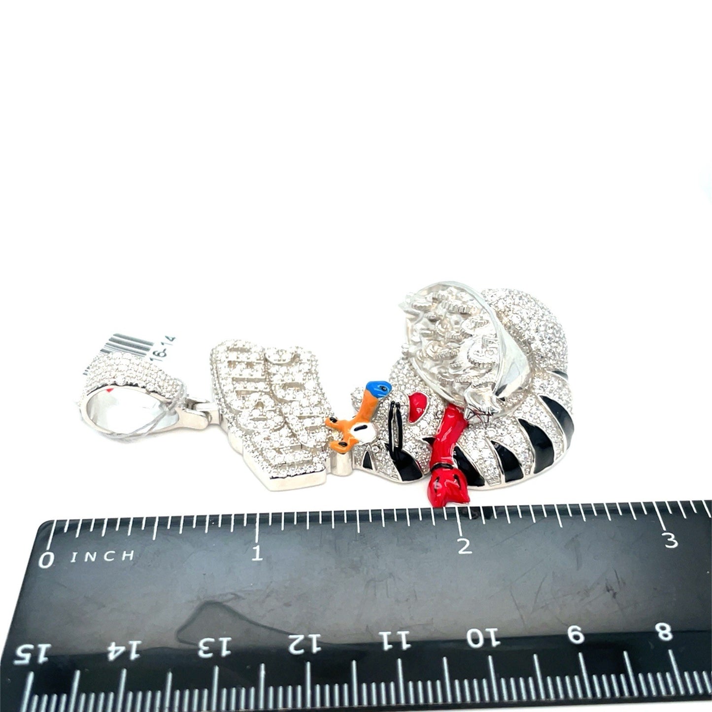 925 Sterling Silver Men’s CZ Frosted Stacks Pendant 31.20g 4