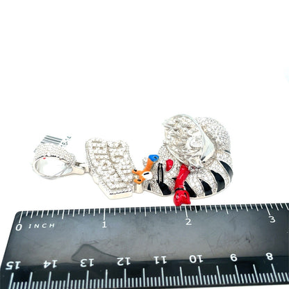 925 Sterling Silver Men’s CZ Frosted Stacks Pendant 31.20g 4