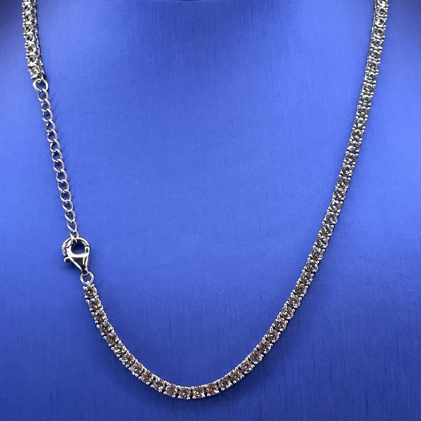925 Sterling Silver Women’s CZ 16/18” Tennis Necklace 17.30g 3
