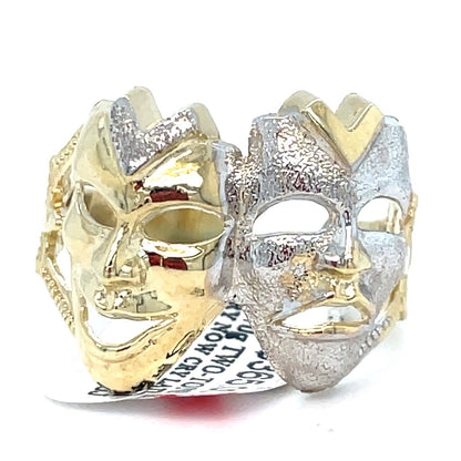 10k Two Tone Gold Smile Now Cry Later Ring 3.70g Size 110