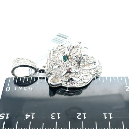 925 Sterling Silver CZ Jaguar Pendant 11.70g 3