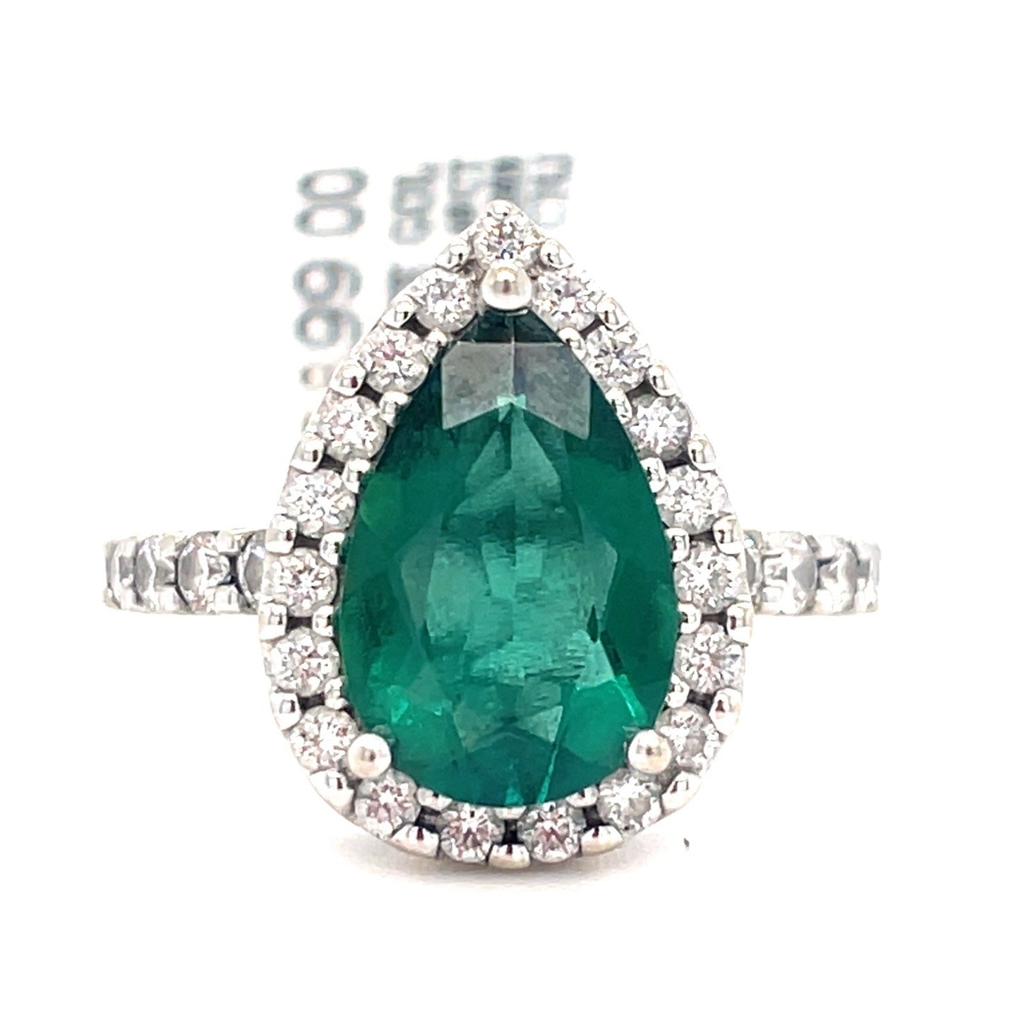 14K White Gold Women’s Lab Emerald Diamond Ring 4.80g .65CTW Size 70