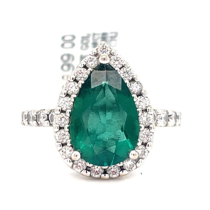 14K White Gold Women’s Lab Emerald Diamond Ring 4.80g .65CTW Size 70