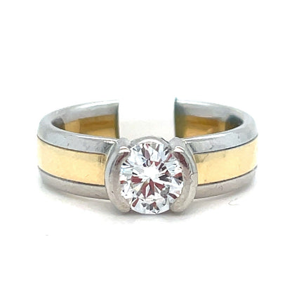 18k Yellow Gold & Platinum Diamond Ring 10.16g .8CT E VVS2 Size 6 W/ Appraisal0