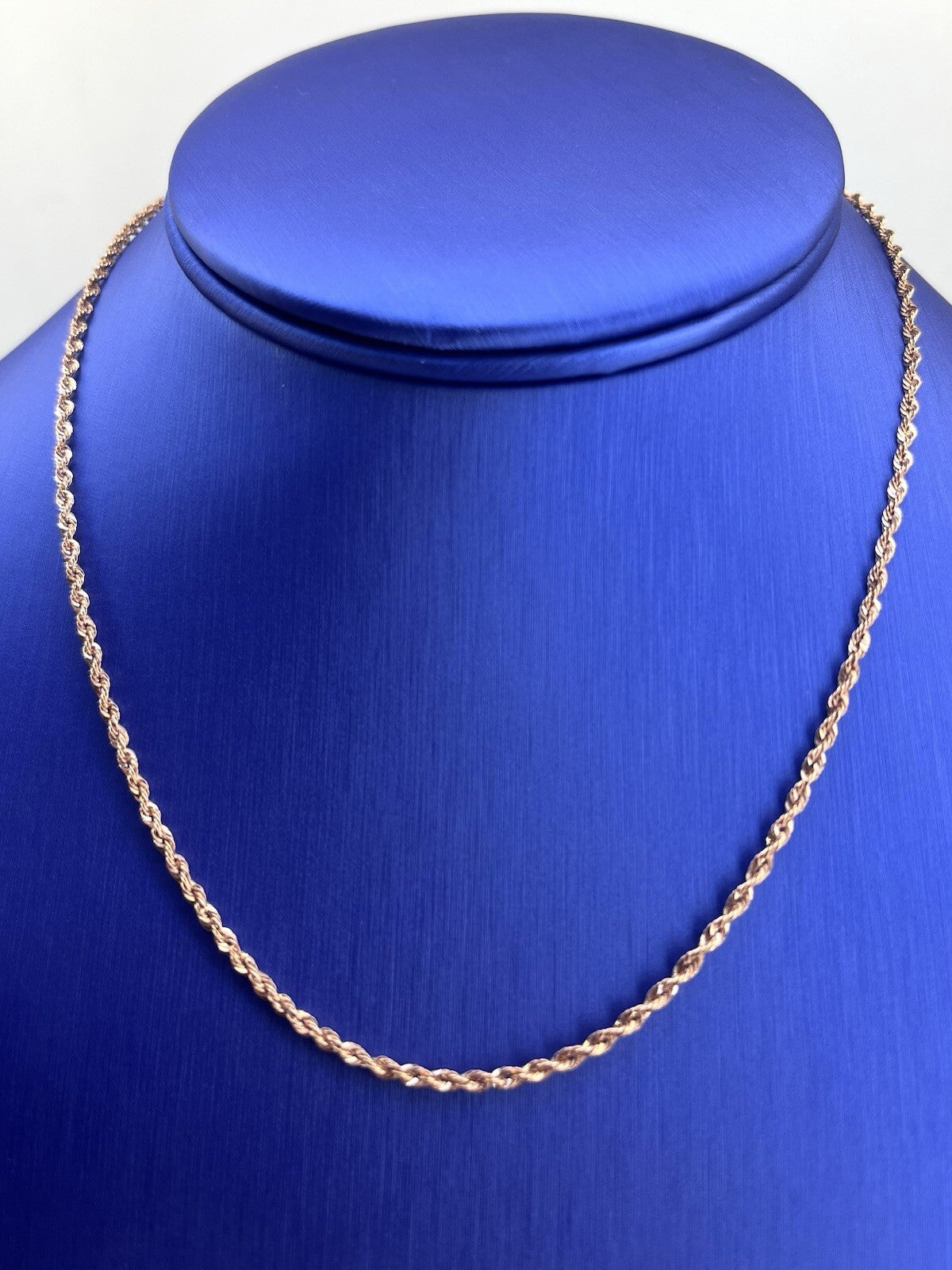 10k Rose gold 16 inch hollow rope necklace 1.9 mm 1.4 g brand new0