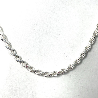 925 Sterling Silver 18” Rope Necklace 34.00g 4.5mm1