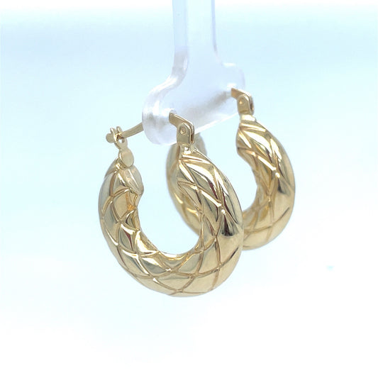 14k Yellow Gold thick Hoop Earrings 3.40g 4.4x220