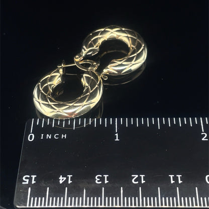 14k Yellow Gold thick Hoop Earrings 3.40g 4.4x222