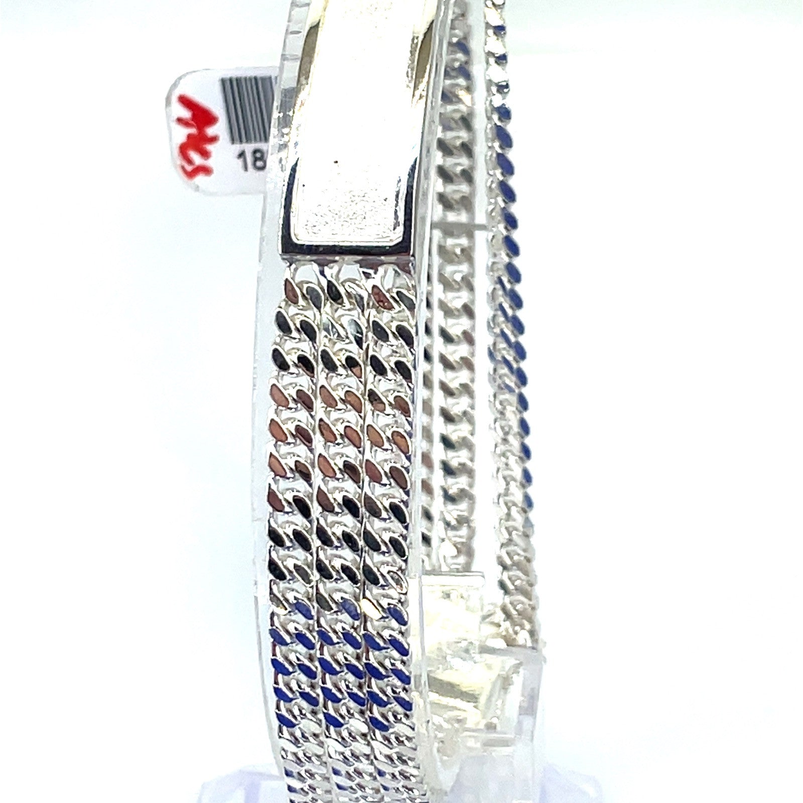 925 Sterling Silver Satin ID Bracelet Cuban 8.5” 35.86g1