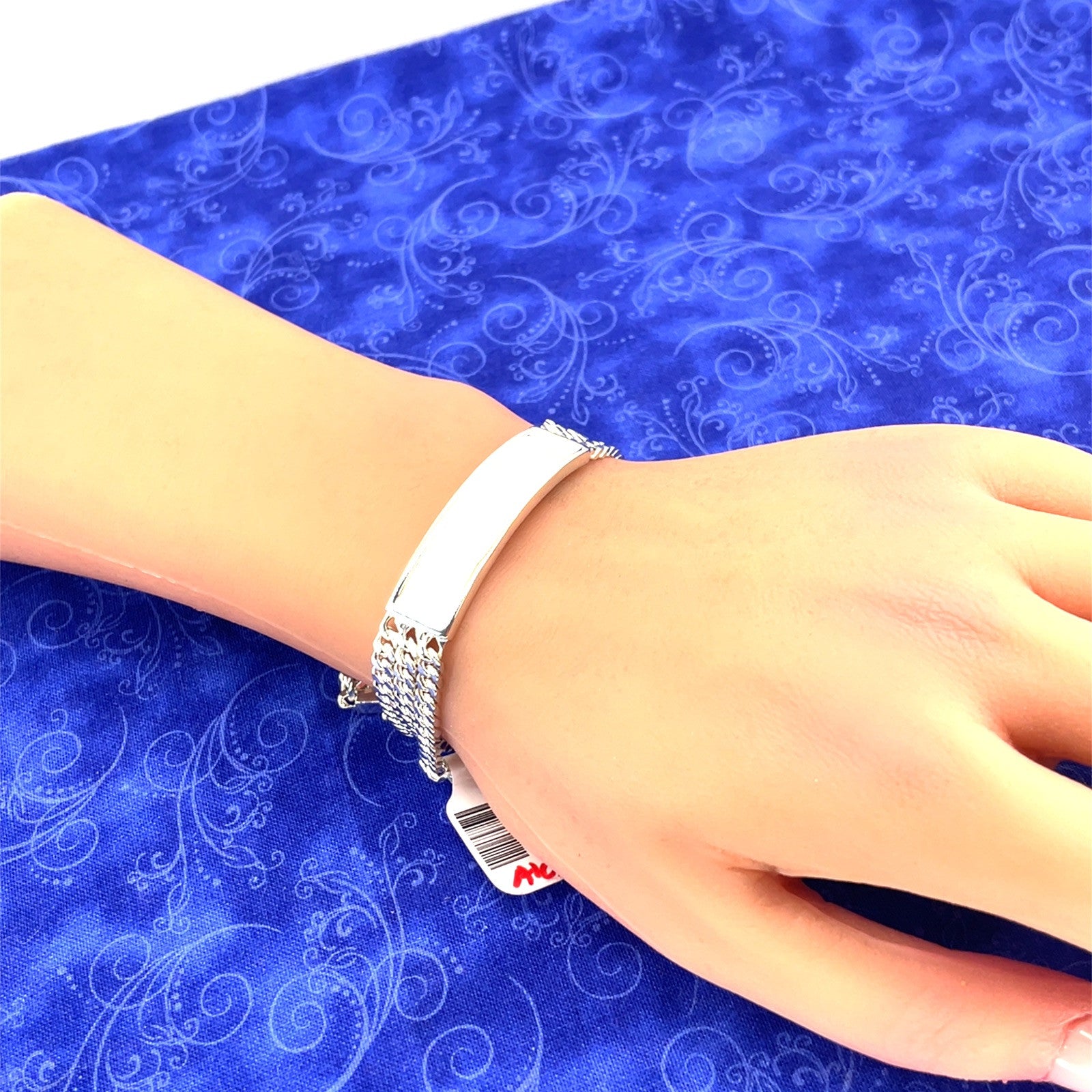 925 Sterling Silver Satin ID Bracelet Cuban 8.5” 35.86g2